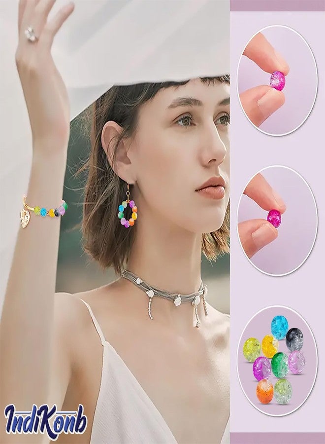 إنديكونب مجموعة INDIKONB Crackle Dual Shade Combo لصنع الأساور والمجوهرات | أشكال دائرية متعددة الألوان من الأكريليك 8 مم | مجموعة أدوات حرفية بلاستيكية لصنع الإكسسوارات بنفسك ومشاريع فنية مستوحاة من الكريستال - Image 4